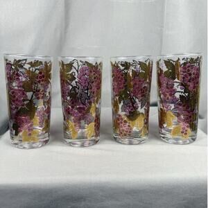 Vintage Culver Purple Grape Highball Tumblers 22k Gold Trim MCM Retro Set of 4